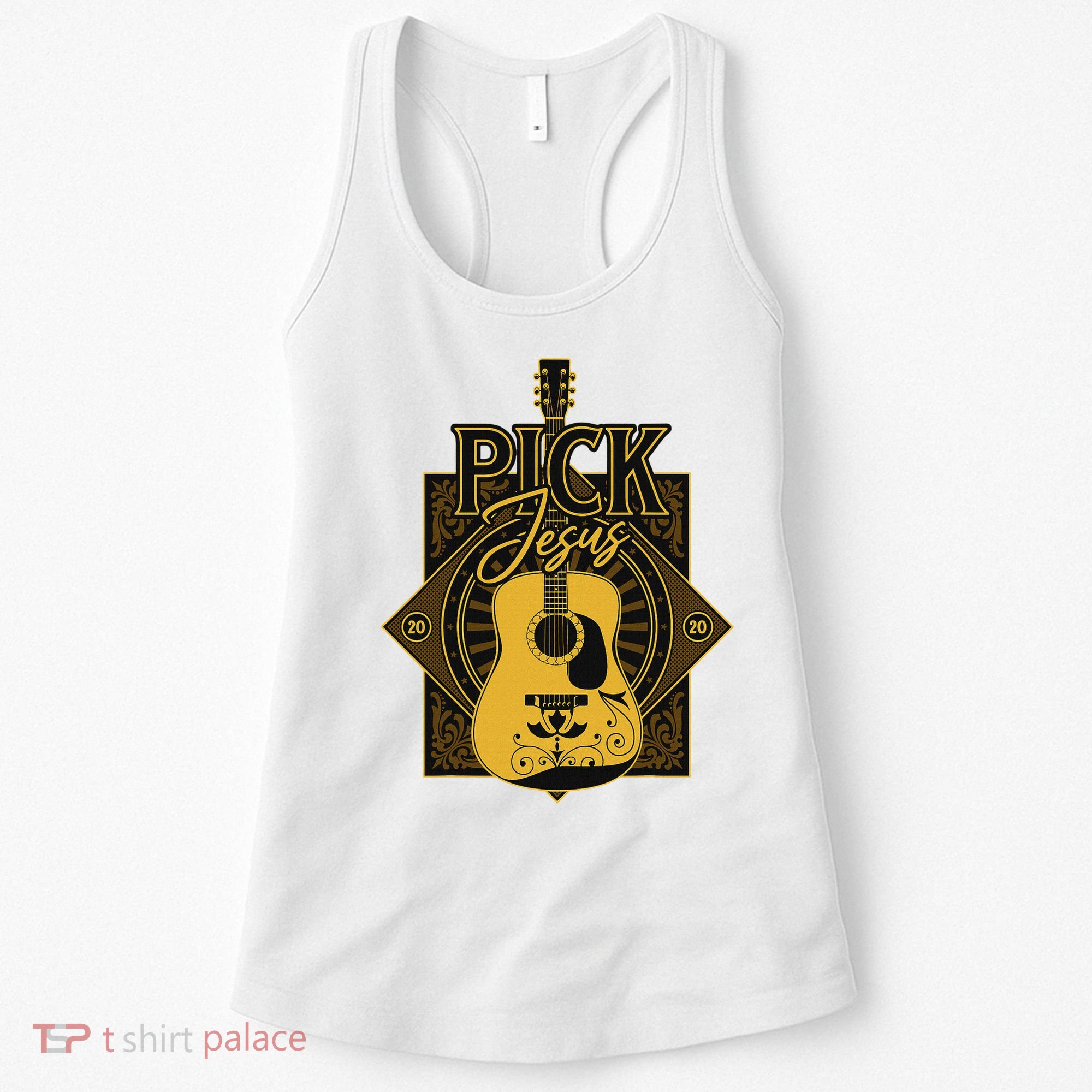 Pick Jesus Funny Christian Pastor Guitar Worship Leader Women's Tank Top