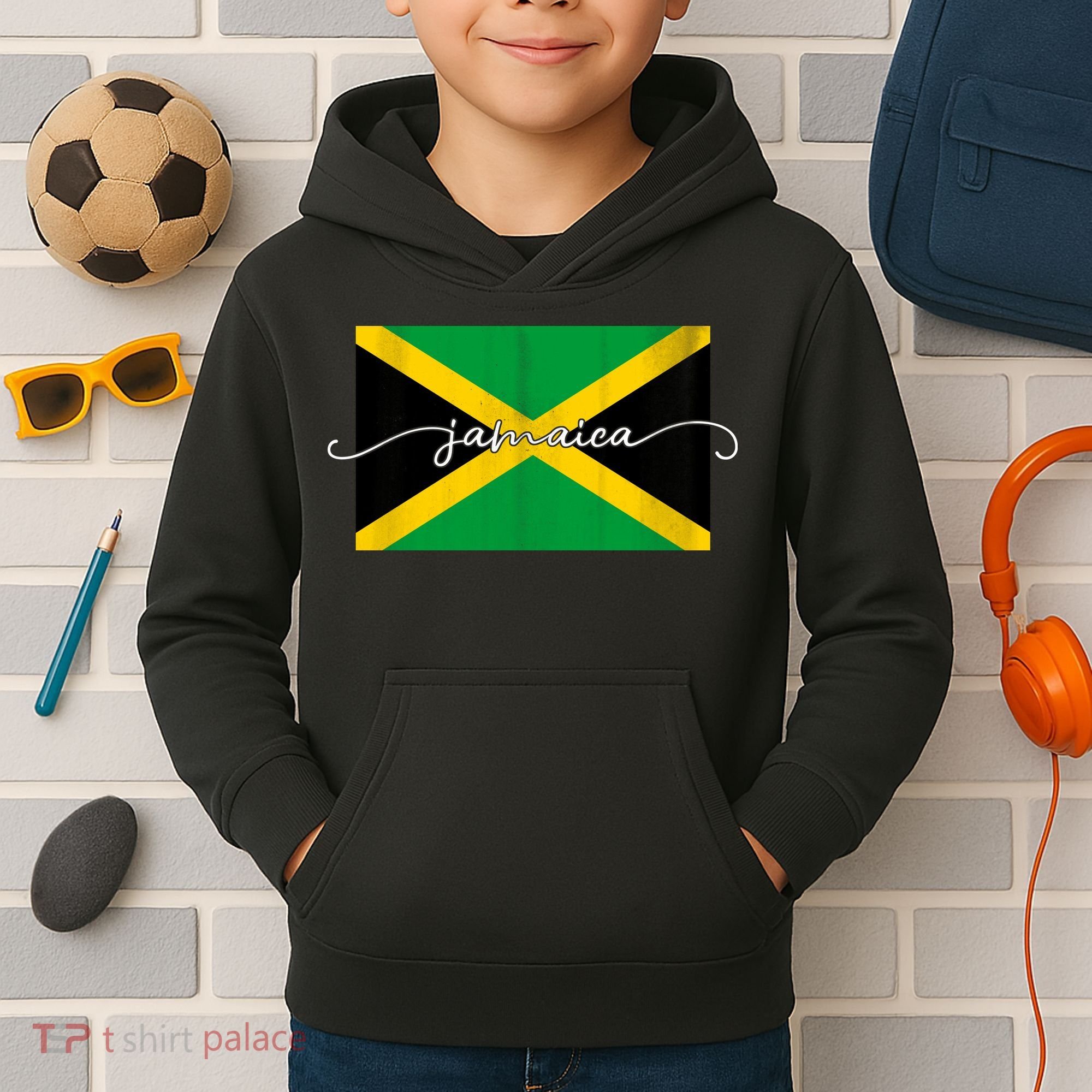 Proud Jamaican Flag Jamaica Pride Kids Hoodie