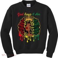 Proud Juneteenth God Says I Am Black History Month Kids Sweatshirt thumb 0