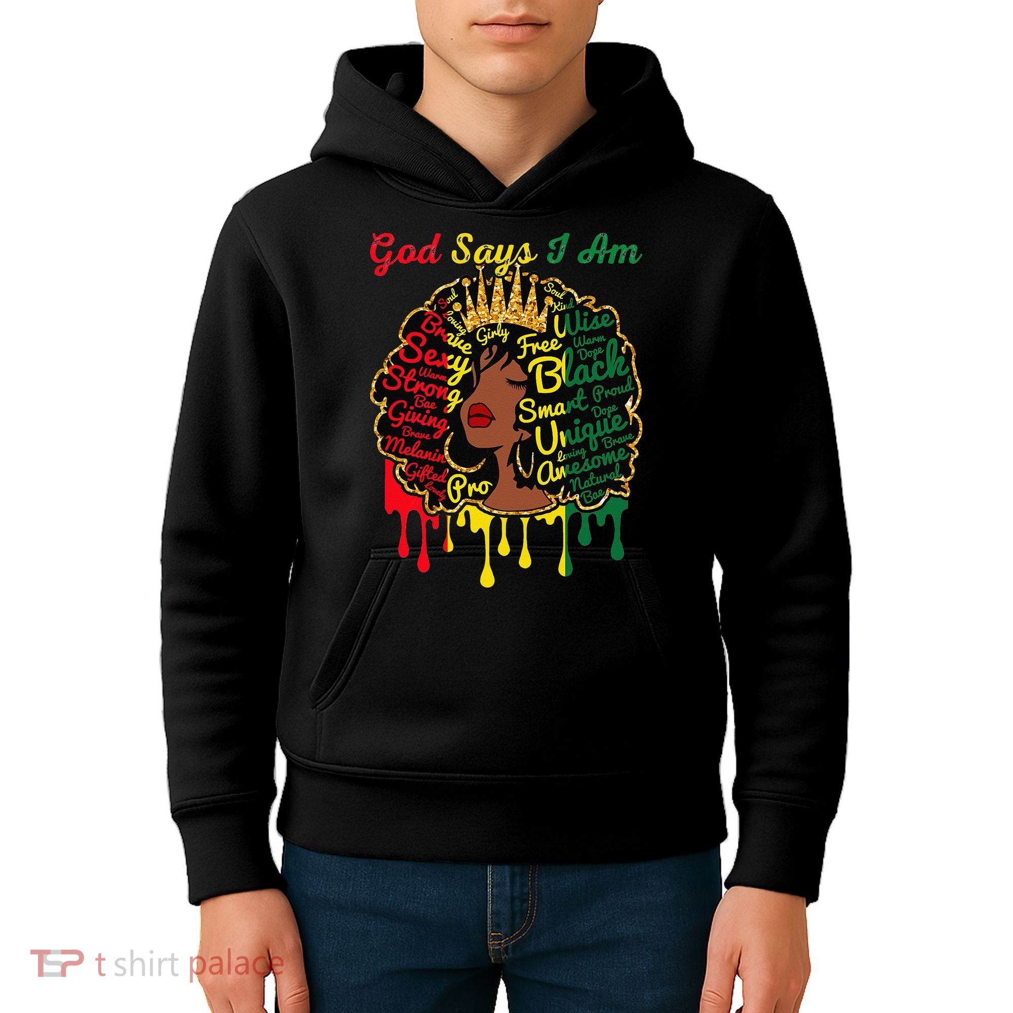 Proud Juneteenth God Says I Am Black History Month Kids Hoodie