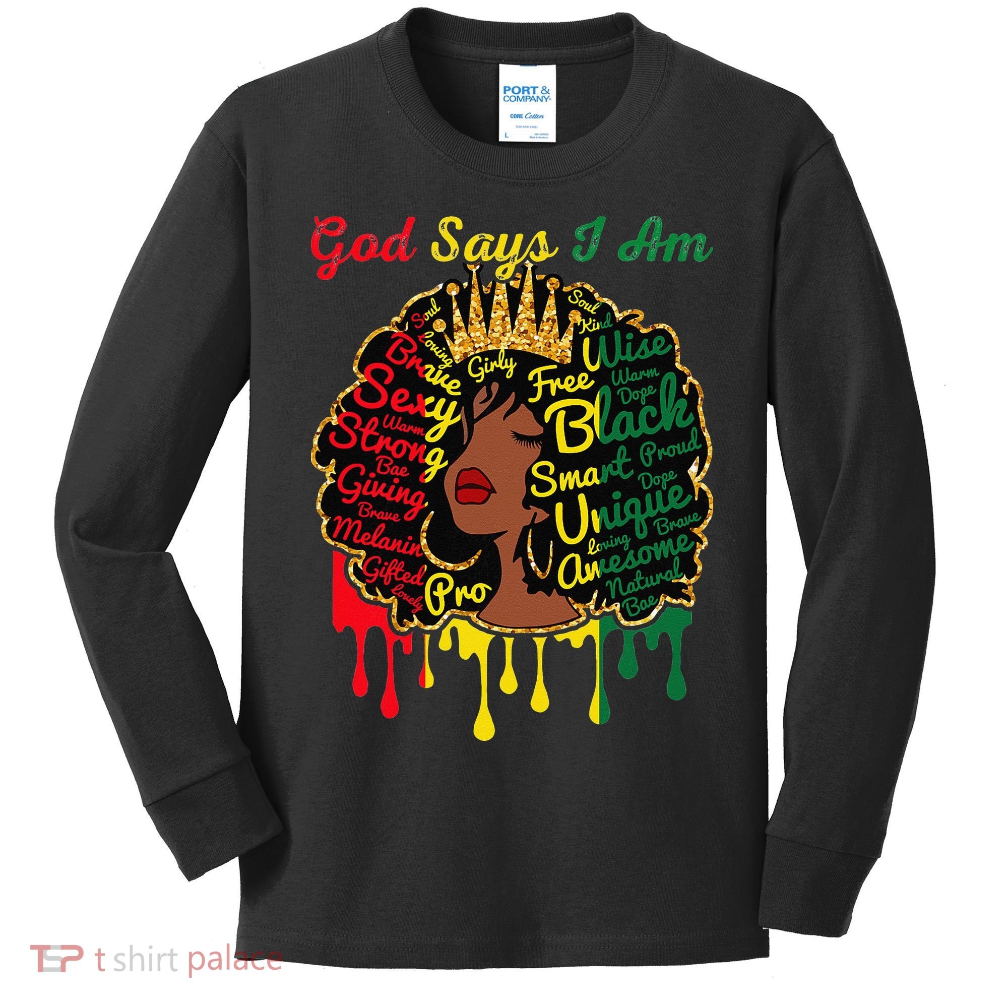 Proud Juneteenth God Says I Am Black History Month Kids Long Sleeve Shirt