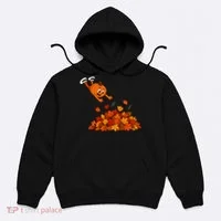 Pumpkin Jumping Into Fall Autumn Leaves Hoodie thumb 0