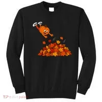 Pumpkin Jumping Into Fall Autumn Leaves Sweatshirt thumb 0