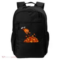Pumpkin Jumping Into Fall Autumn Leaves Backpack thumb 0