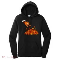 Pumpkin Jumping Into Fall Autumn Leaves Women's Hoodie thumb 0