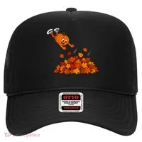 Pumpkin Jumping Into Fall Autumn Leaves Hat thumb 0
