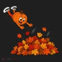 Pumpkin Jumping Into Fall Autumn Leaves Hat thumb 2