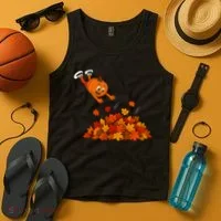 Pumpkin Jumping Into Fall Autumn Leaves Tank Top thumb 4