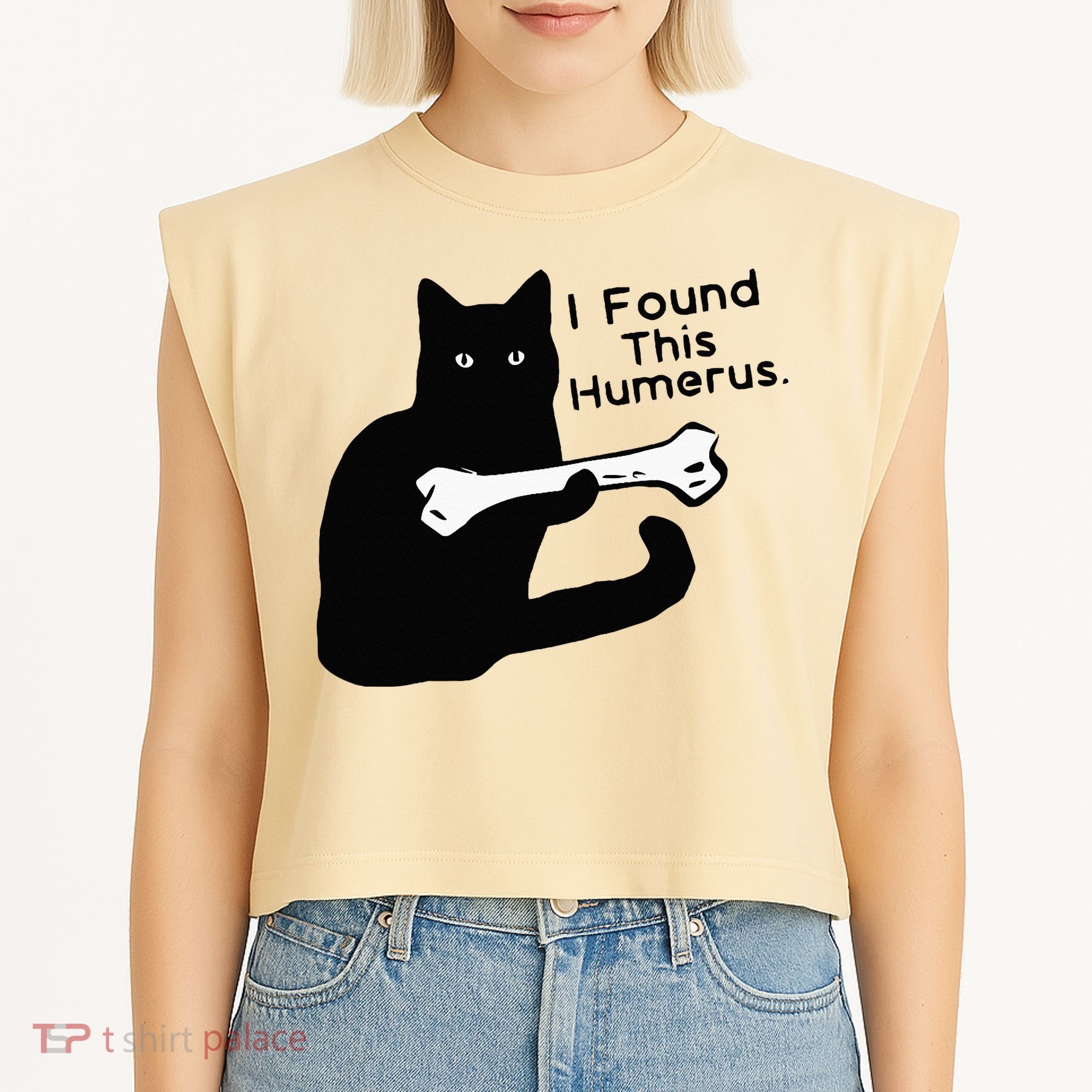Pun Joke I Found This Humerus Humorous Cat Lover Garment-Dyed Women's Muscle Tee