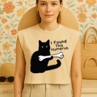Pun Joke I Found This Humerus Humorous Cat Lover Garment-Dyed Women's Muscle Tee thumb 4