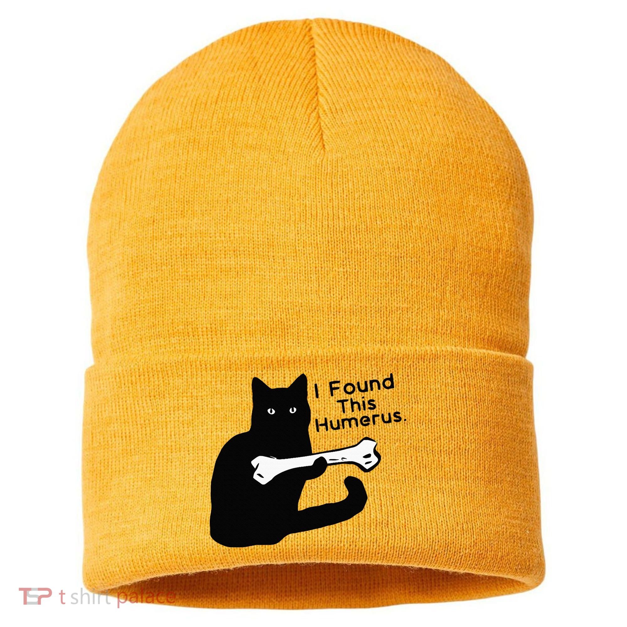 Pun Joke I Found This Humerus Humorous Cat Lover Sustainable Knit Beanie