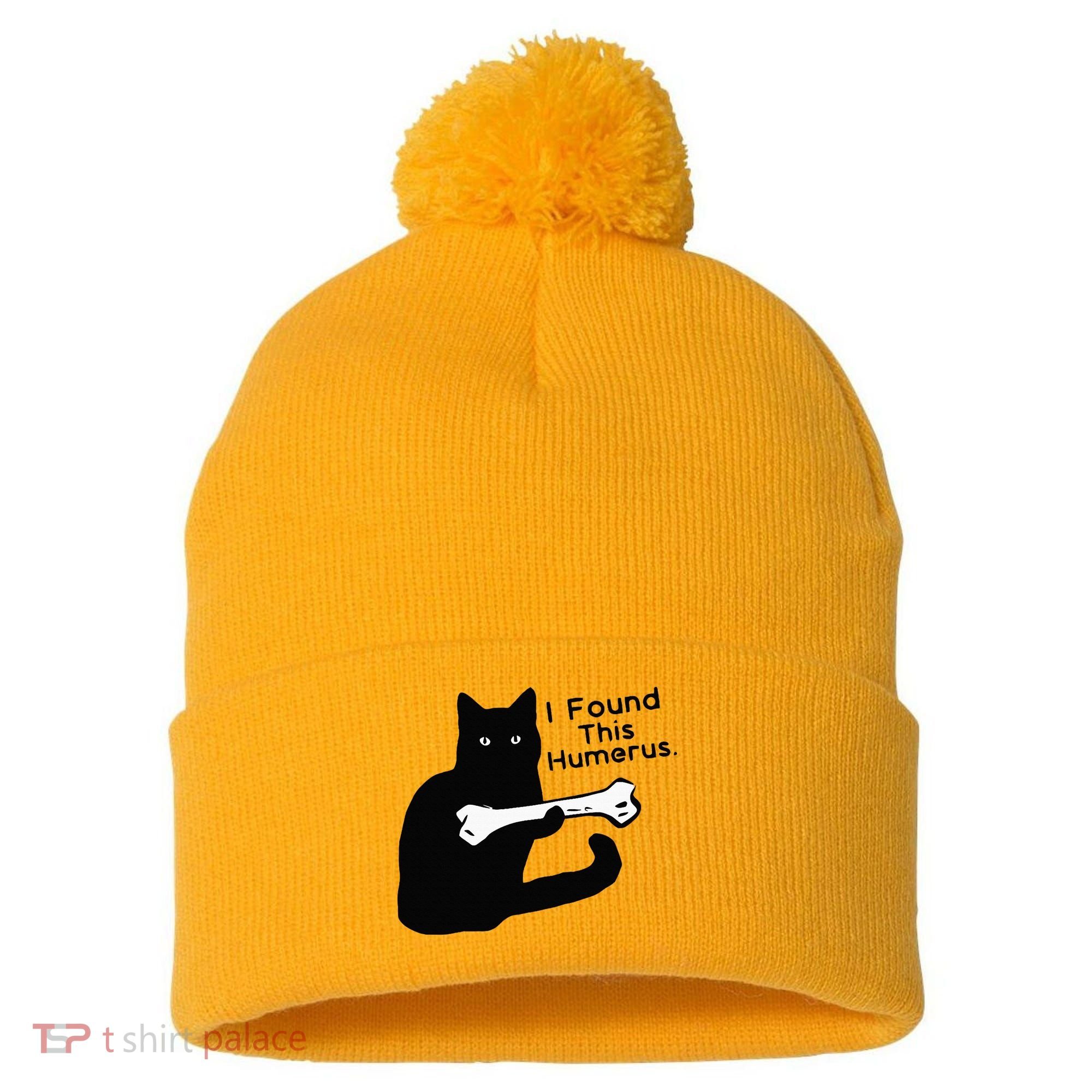 Pun Joke I Found This Humerus Humorous Cat Lover Pom Pom 12in Knit Beanie