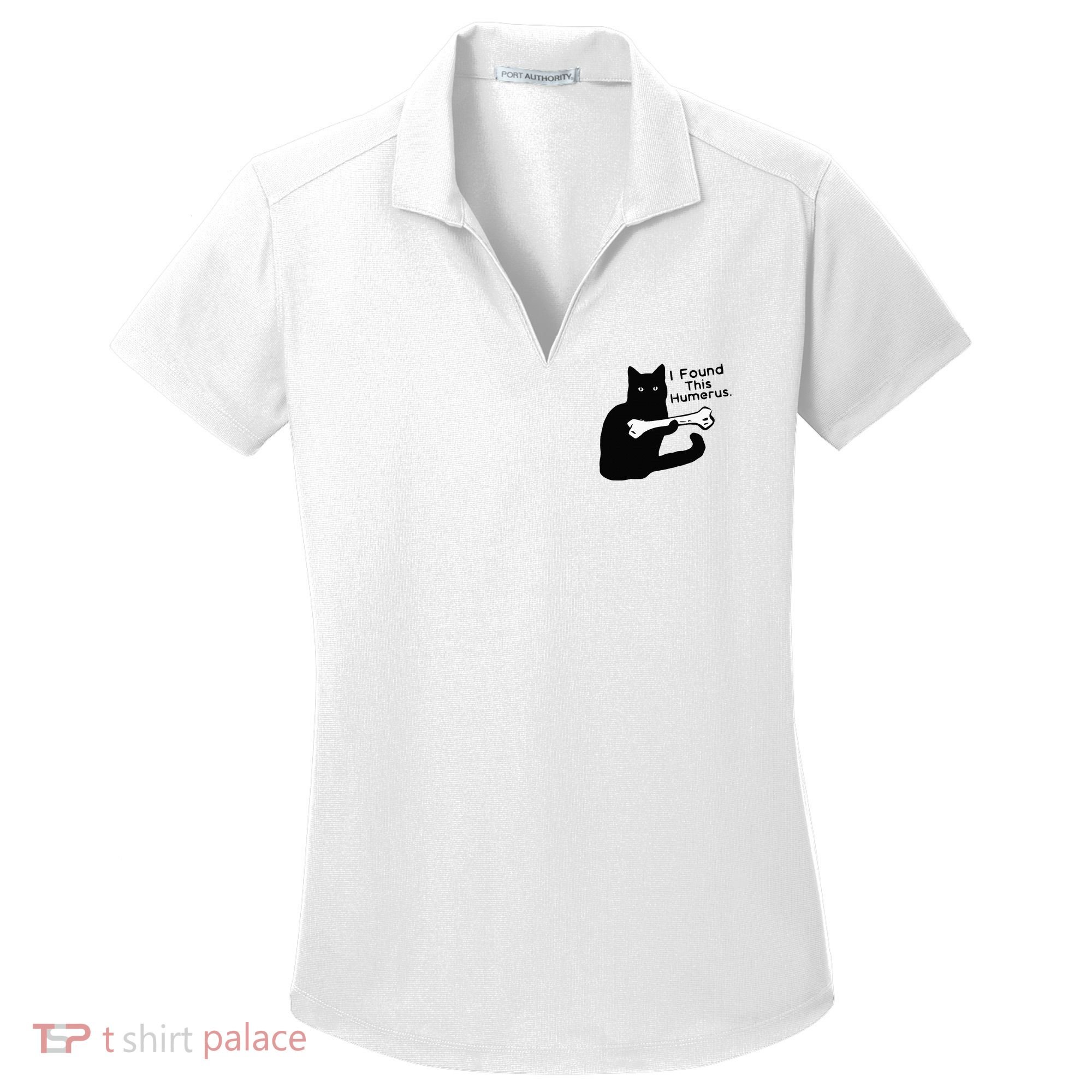 Pun Joke I Found This Humerus Humorous Cat Lover Women's Dry Zone Grid Polo