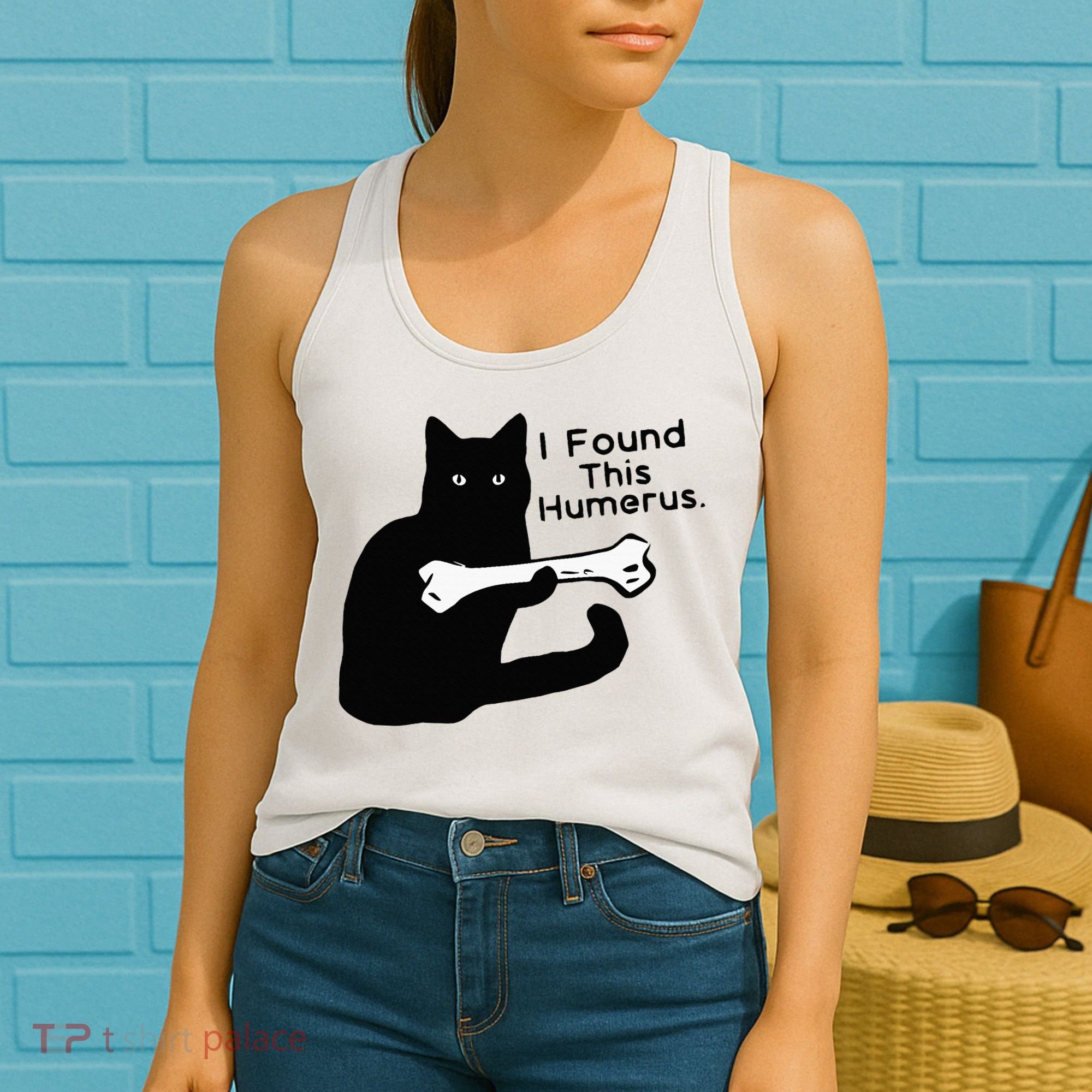 Pun Joke I Found This Humerus Humorous Cat Lover Women's Tank Top