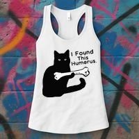 Pun Joke I Found This Humerus Humorous Cat Lover Women's Tank Top thumb 3