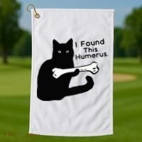 Pun Joke I Found This Humerus Humorous Cat Lover Golf Towel thumb 1
