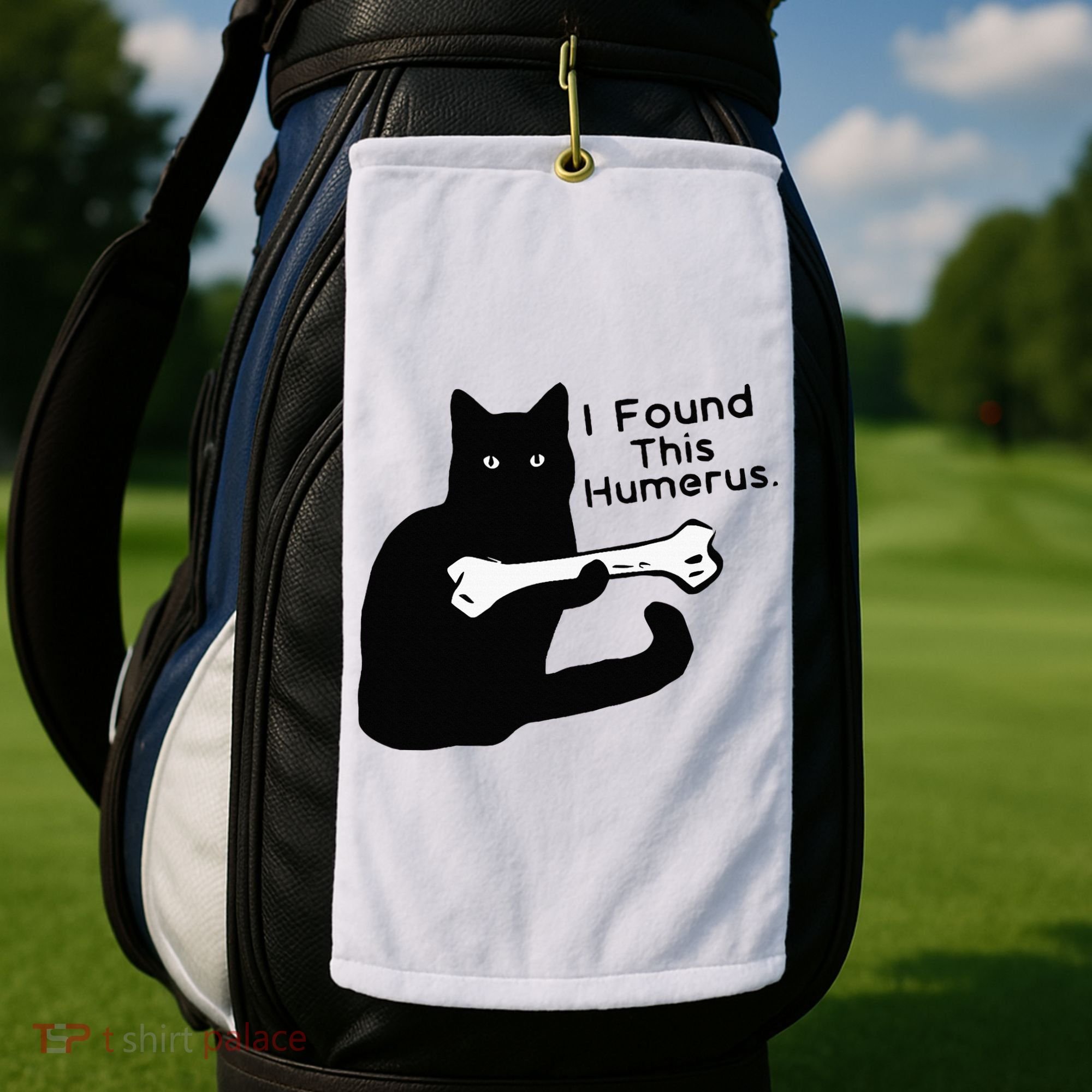 Pun Joke I Found This Humerus Humorous Cat Lover Golf Towel