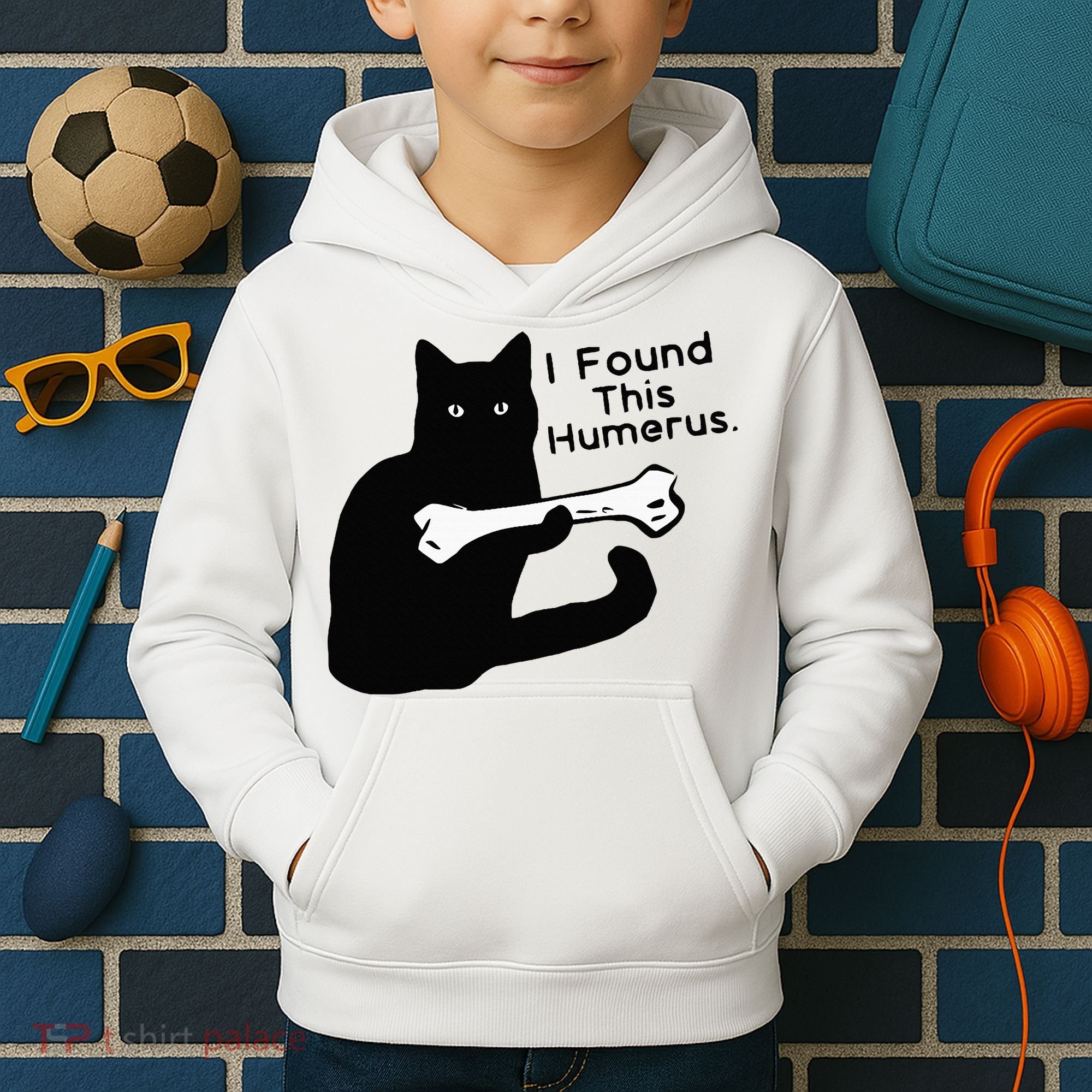 Pun Joke I Found This Humerus Humorous Cat Lover Kids Hoodie