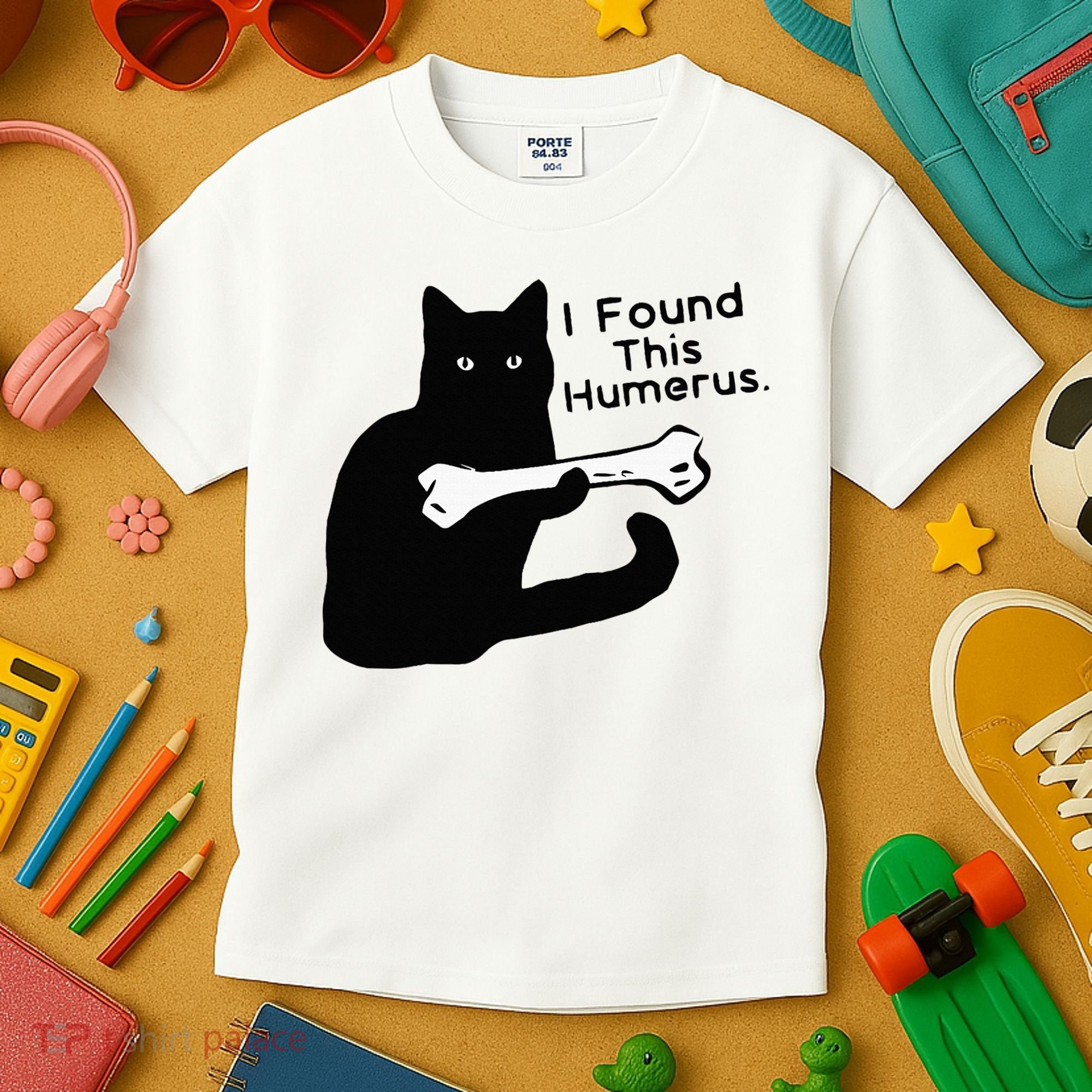 Pun Joke I Found This Humerus Humorous Cat Lover Kids T-Shirt