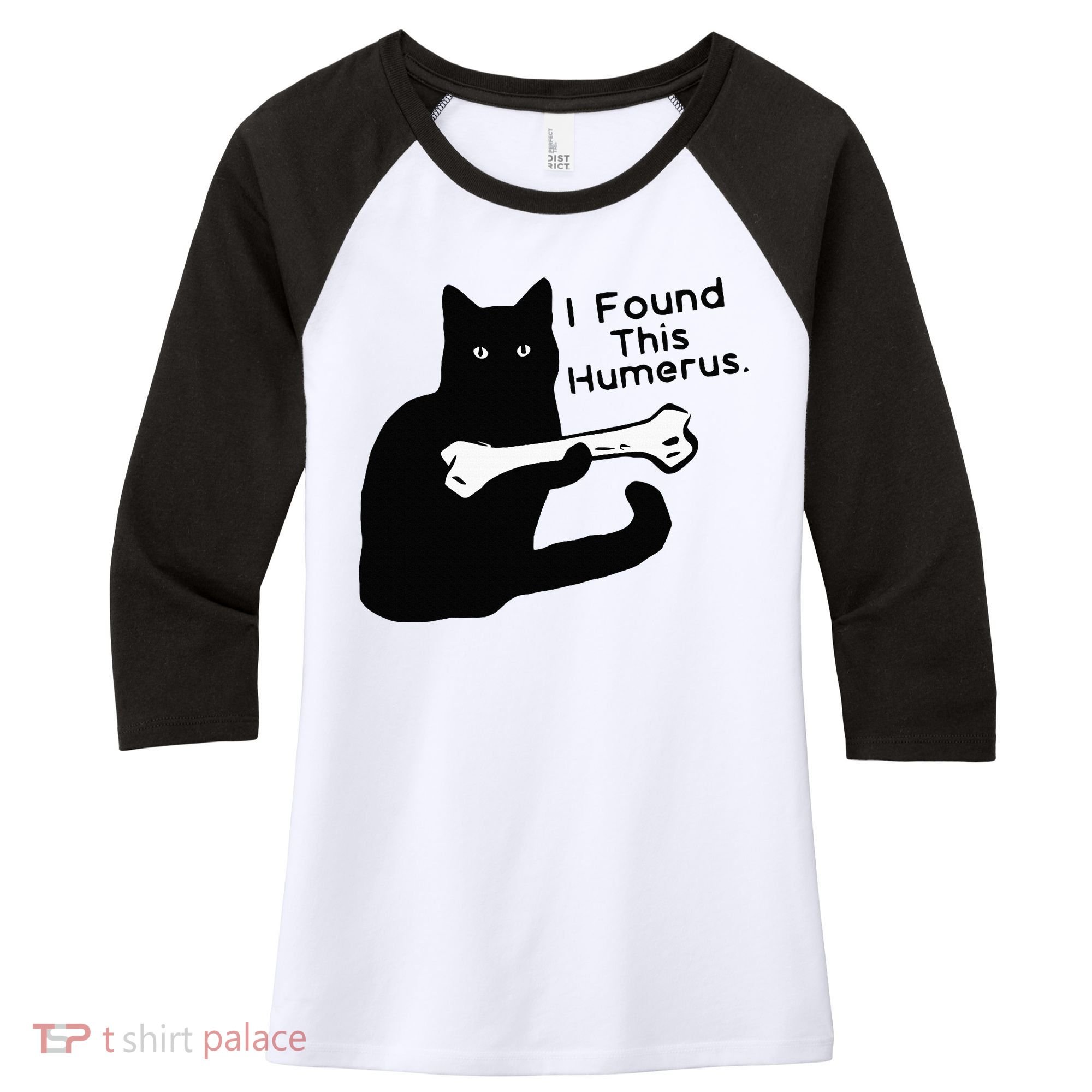 Pun Joke I Found This Humerus Humorous Cat Lover Women's Tri-Blend 3/4-Sleeve Raglan Shirt