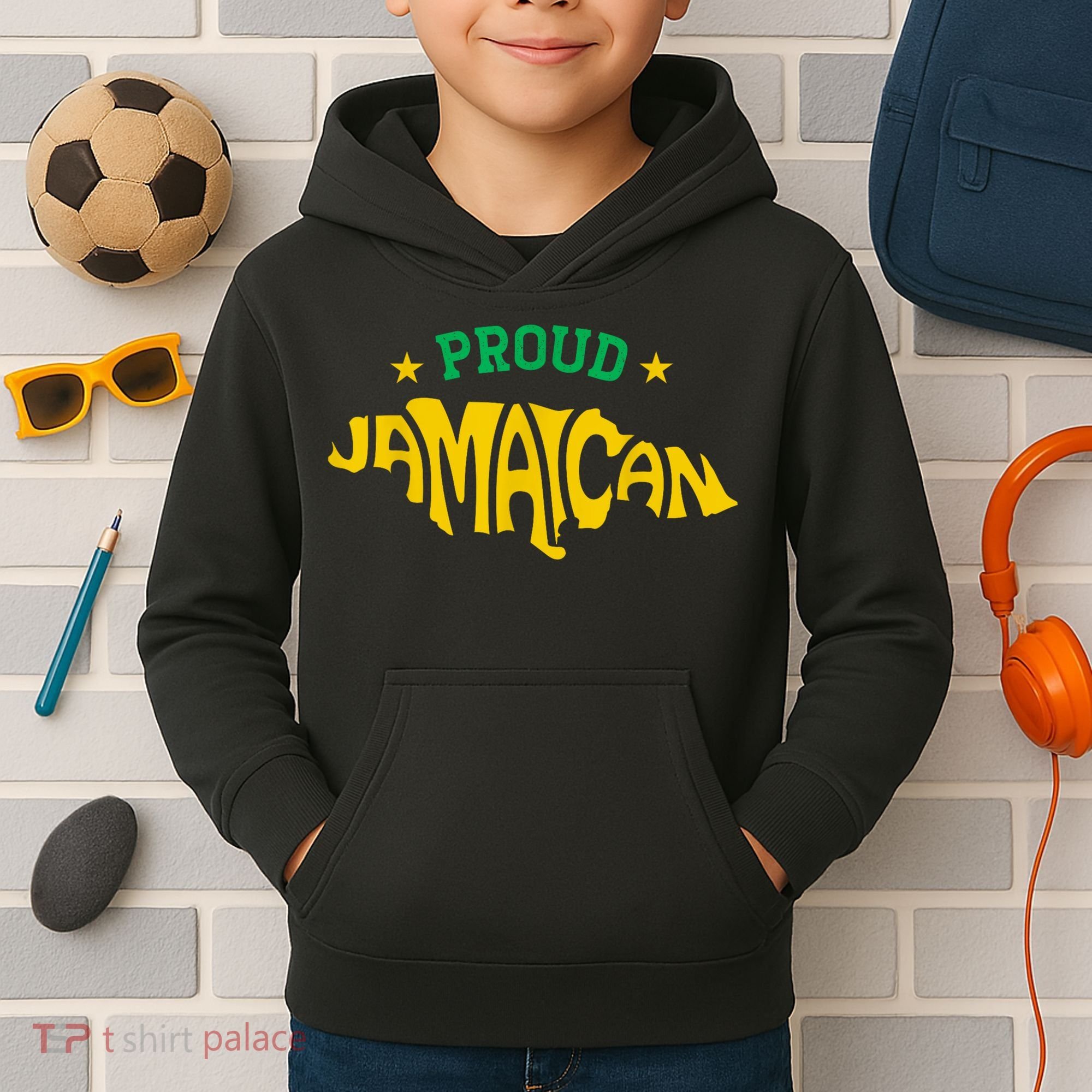 Proud Jamaican Jamaica Flag Map Souvenir Jamaican Kids Hoodie