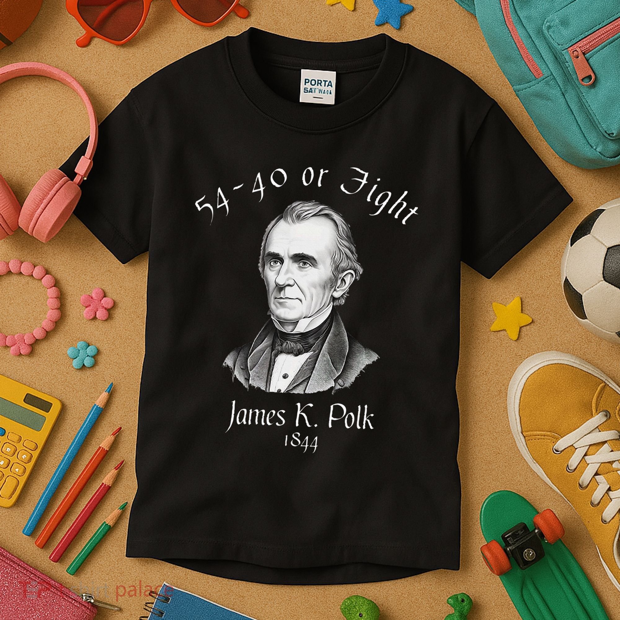 President James K Polk 1844 Campaign Slogan Kids T-Shirt
