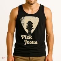 Pick Jesus Music Pastor Pastor Easter Gift Tank Top thumb 3