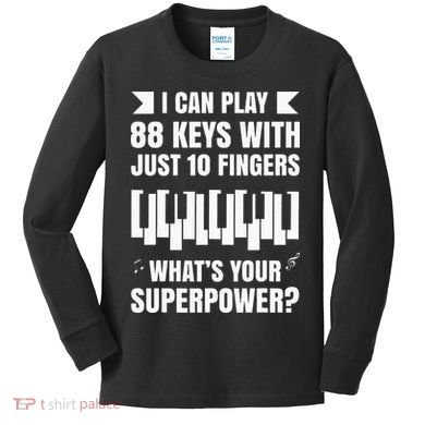 Piano Jazz Music Keyboard Composer Piano Player Kids Long Sleeve Shirt