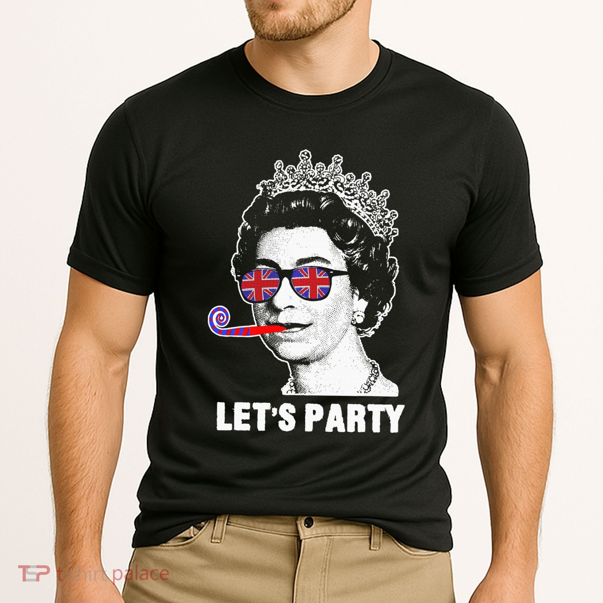 Platinum Jubilee. Queen & Union Jack LetS Party Funny Queen Cooling Performance Crew T-Shirt