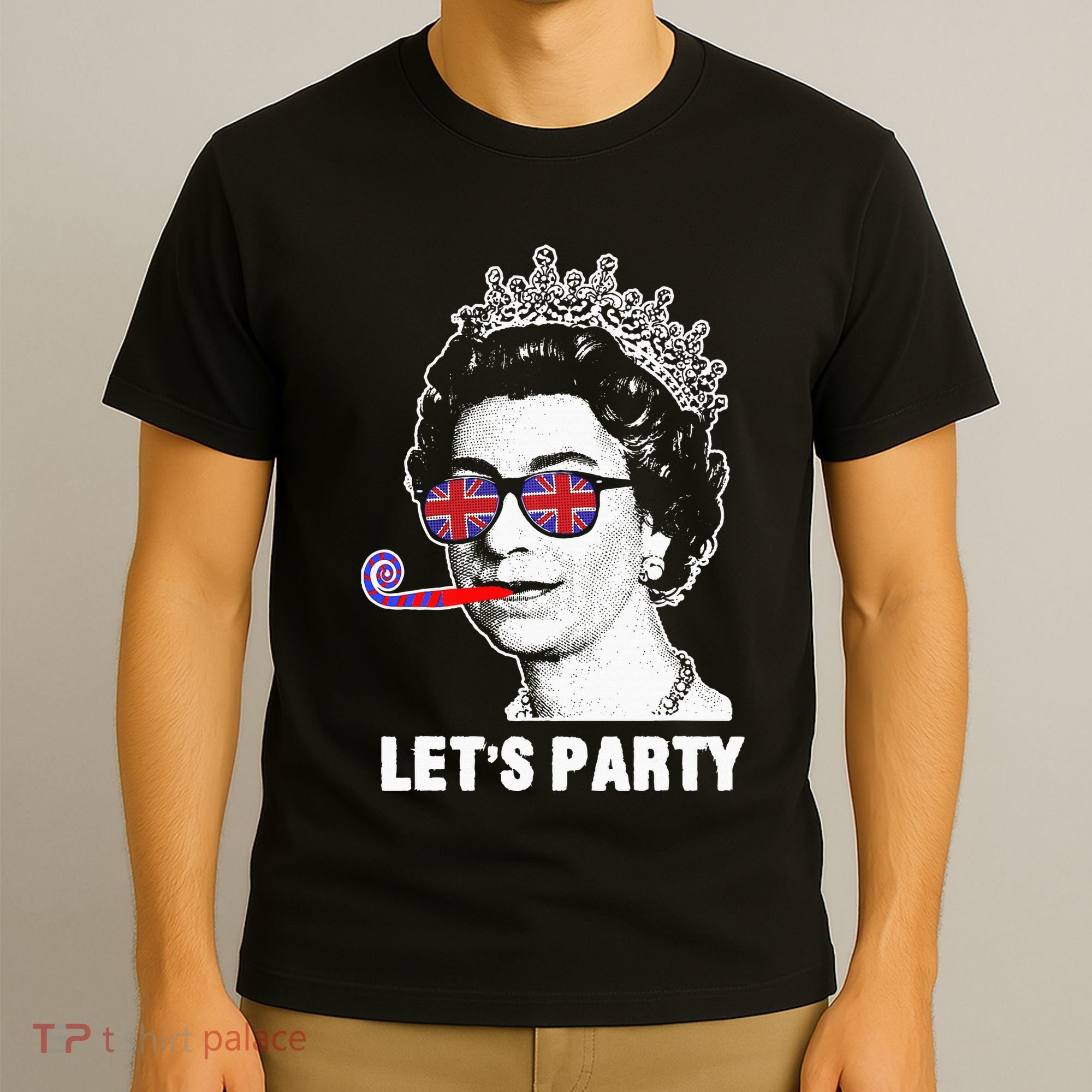 Platinum Jubilee. Queen & Union Jack LetS Party Funny Queen T-Shirt