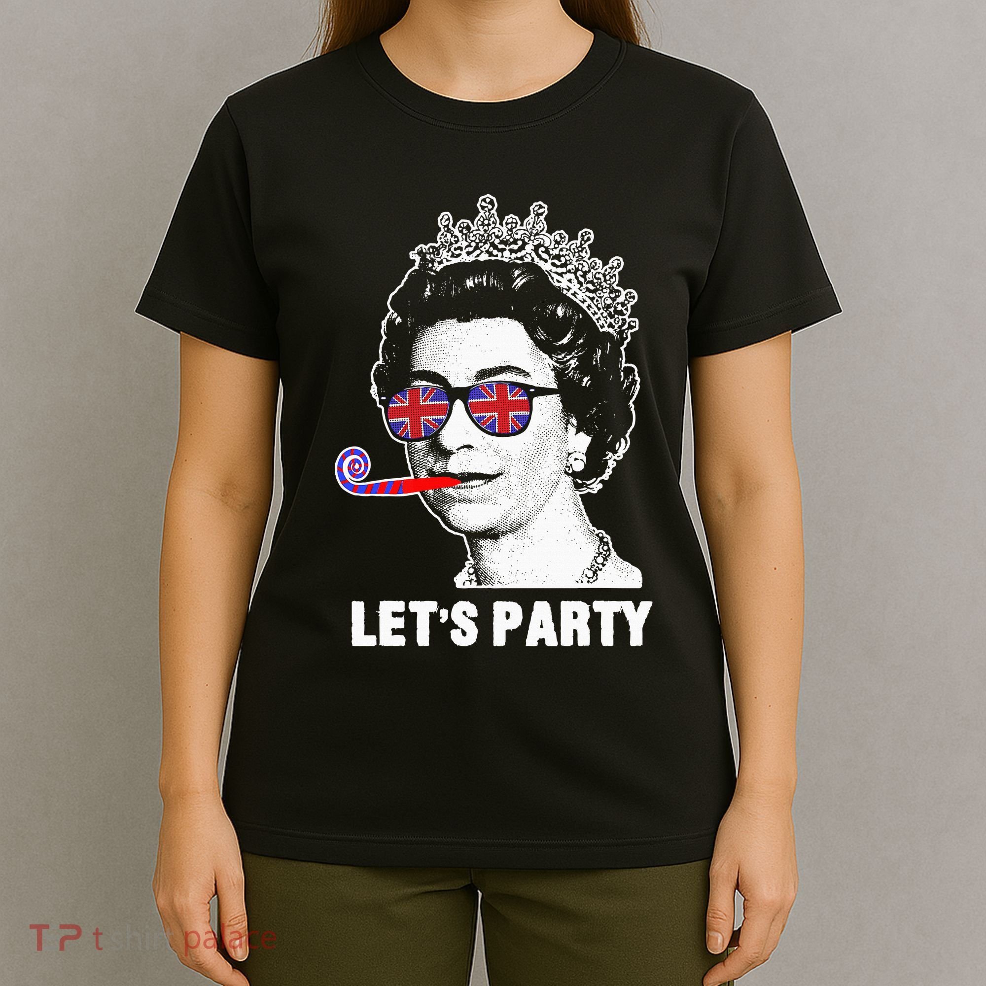 Platinum Jubilee. Queen & Union Jack LetS Party Funny Queen T-Shirt