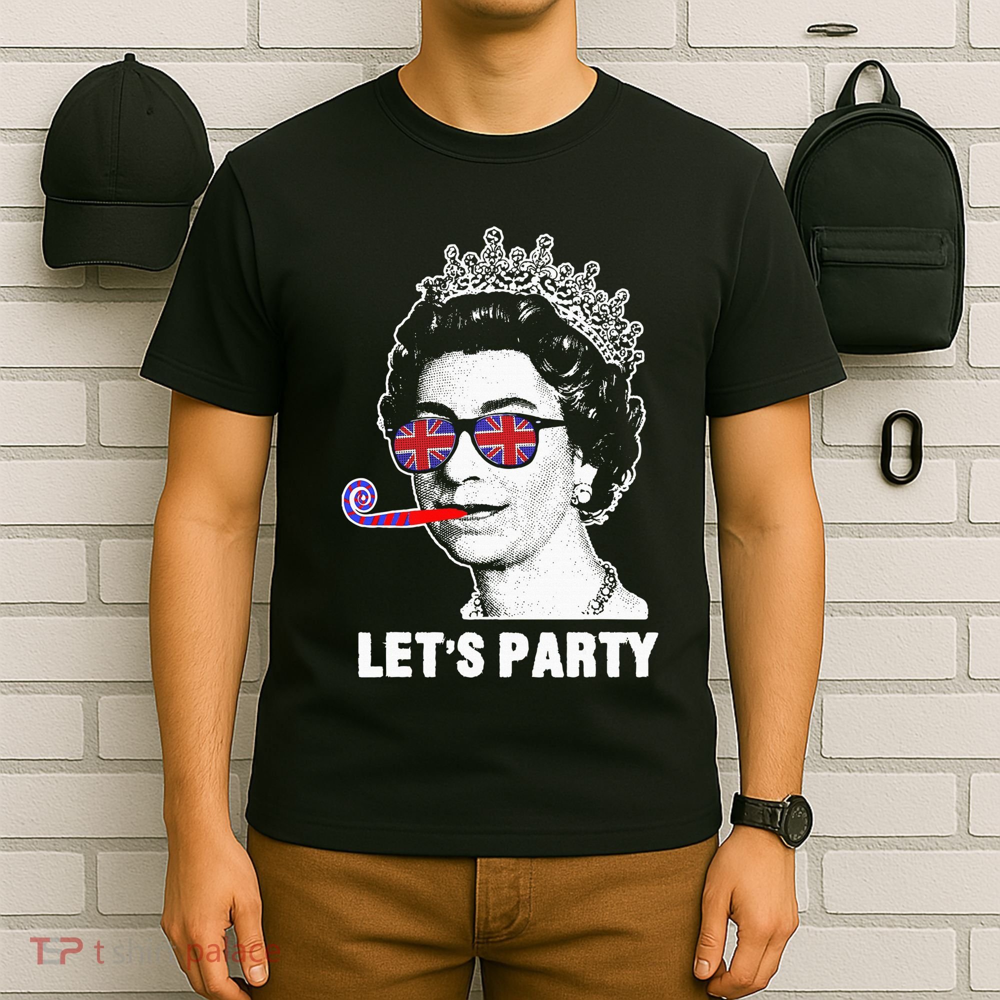 Platinum Jubilee. Queen & Union Jack LetS Party Funny Queen T-Shirt