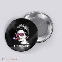 Platinum Jubilee. Queen & Union Jack LetS Party Funny Queen Button thumb 0