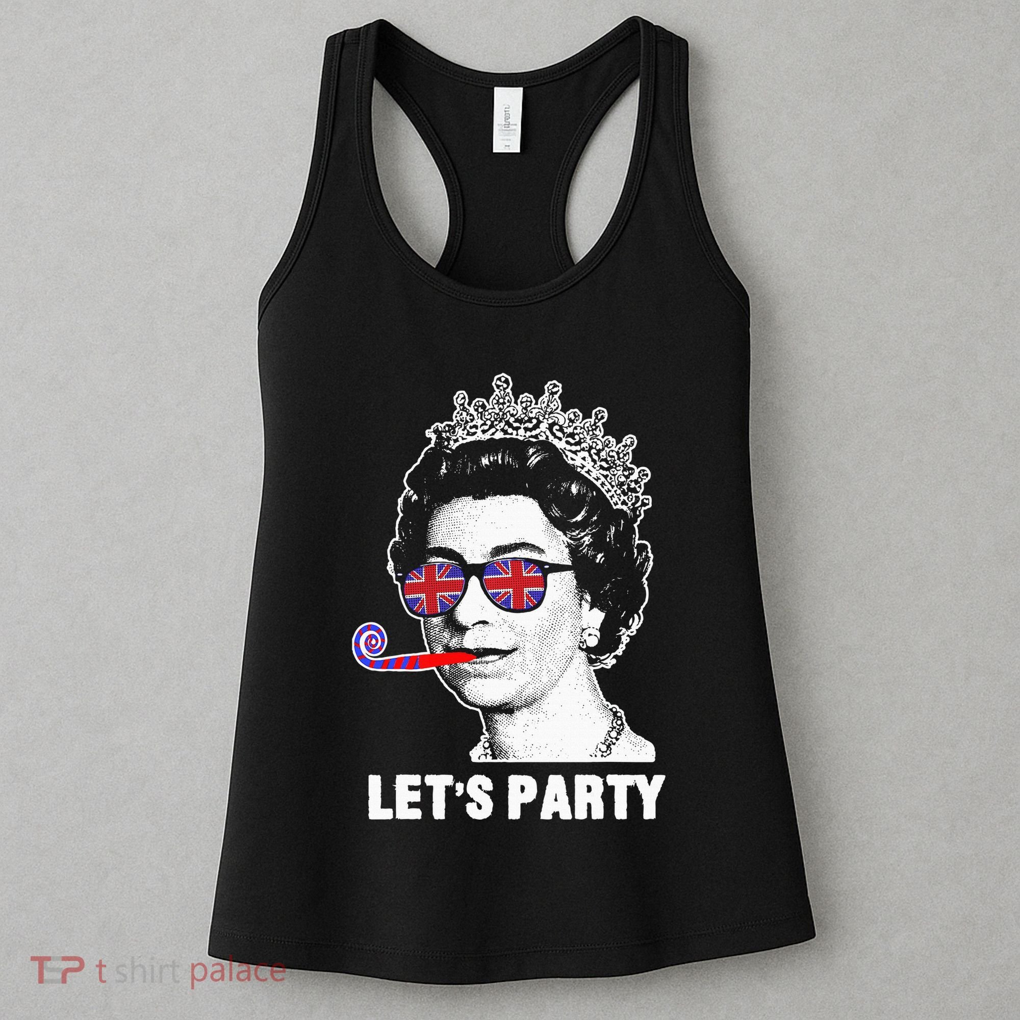 Platinum Jubilee. Queen & Union Jack LetS Party Funny Queen Women's Tank Top