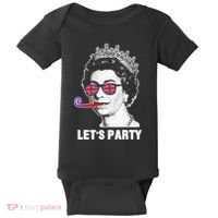 Platinum Jubilee. Queen & Union Jack LetS Party Funny Queen Baby Bodysuit thumb 0