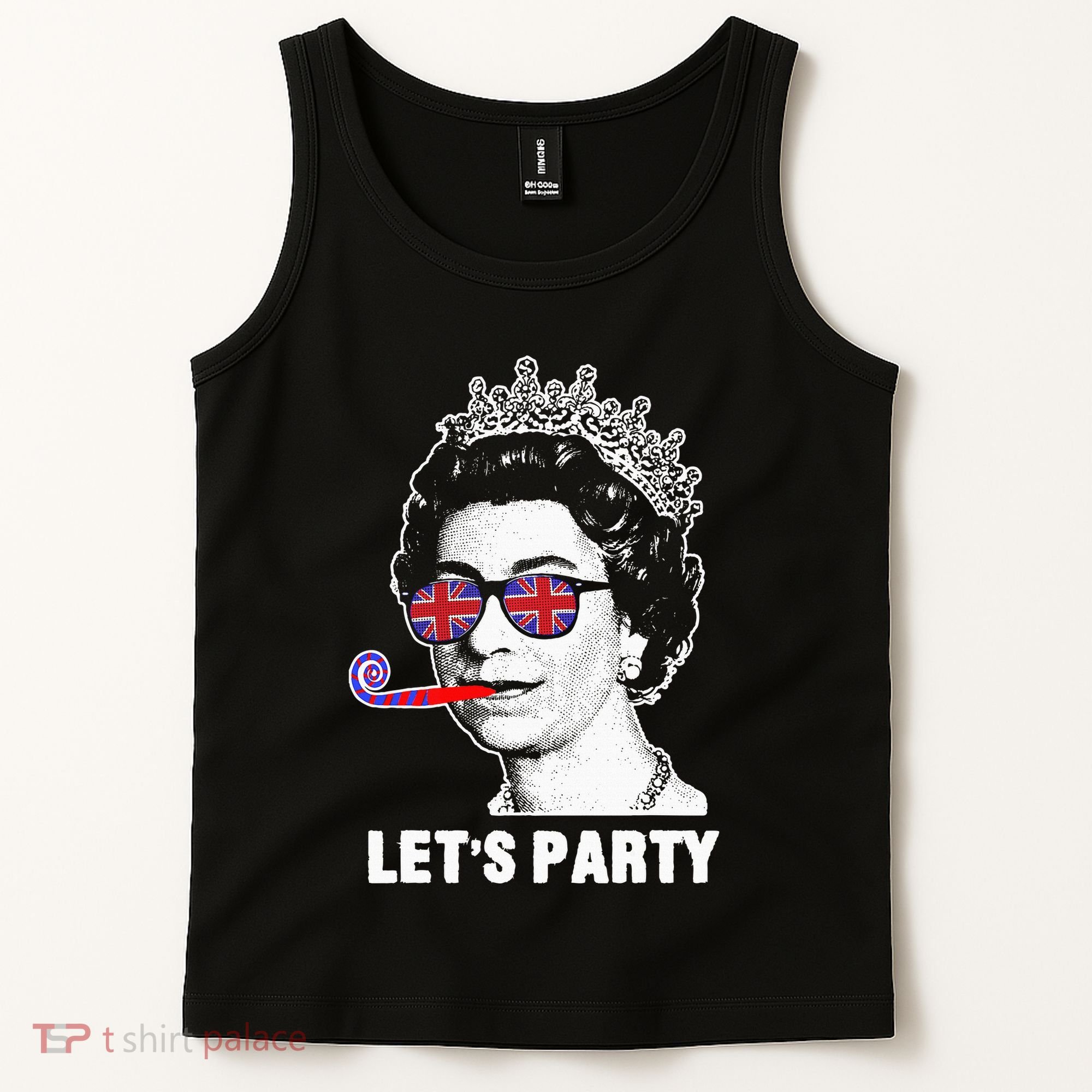 Platinum Jubilee. Queen & Union Jack LetS Party Funny Queen Tank Top
