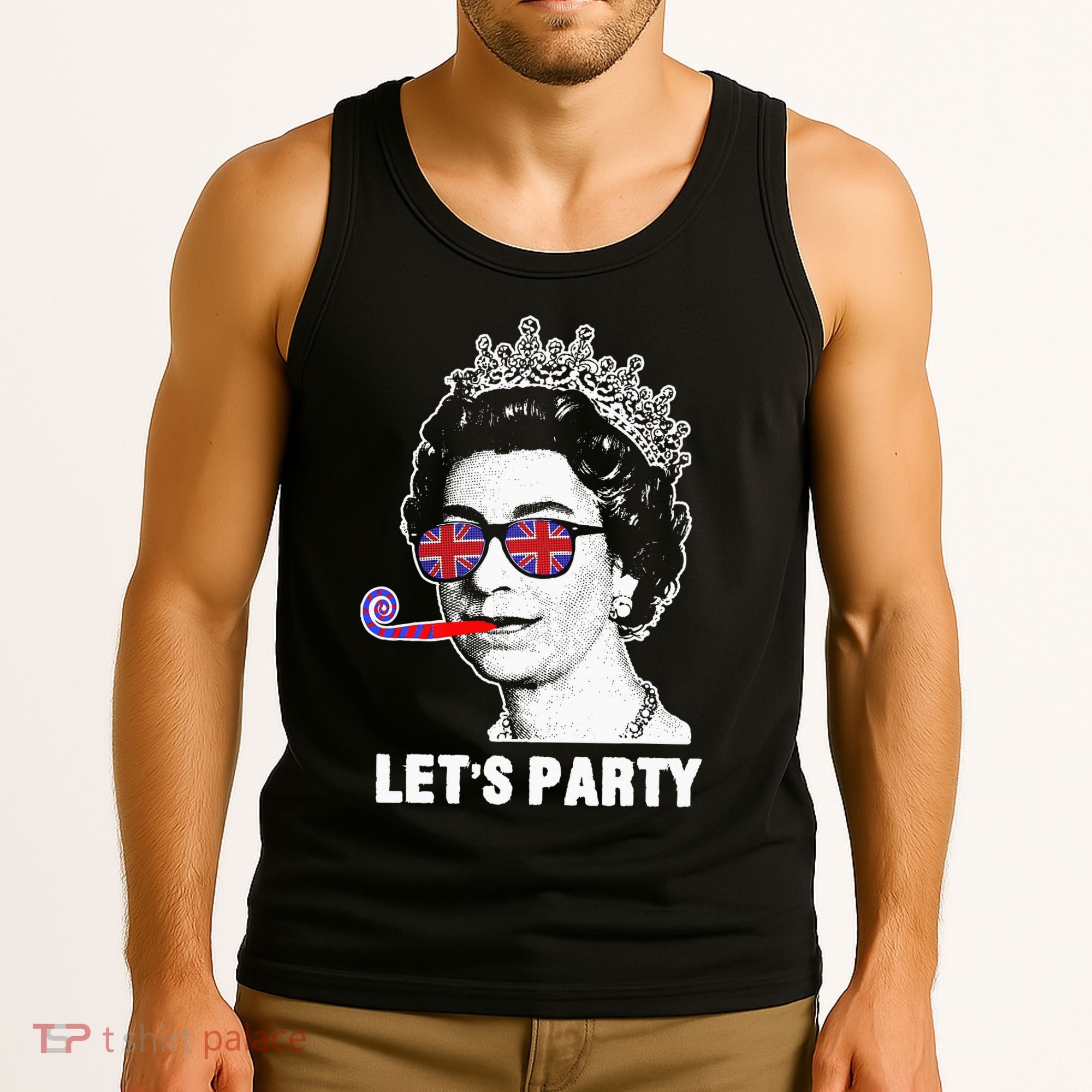 Platinum Jubilee. Queen & Union Jack LetS Party Funny Queen Tank Top