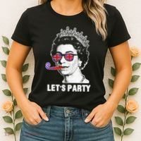 Platinum Jubilee. Queen & Union Jack LetS Party Funny Queen Women's T-Shirt thumb 2