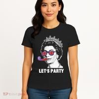 Platinum Jubilee. Queen & Union Jack LetS Party Funny Queen Women's T-Shirt thumb 4