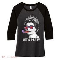 Platinum Jubilee. Queen & Union Jack LetS Party Funny Queen Women's Tri-Blend 3/4-Sleeve Raglan Shirt thumb 0