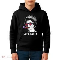Platinum Jubilee. Queen & Union Jack LetS Party Funny Queen Kids Hoodie thumb 4