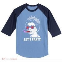 Platinum Jubilee. Queen & Union Jack LetS Party Funny Queen Raglan Baseball Sleeve Shirt thumb 0
