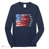 Patriotic Jet Red White Blue Usa Flag 4th Of July Long Sleeve Shirt thumb 0