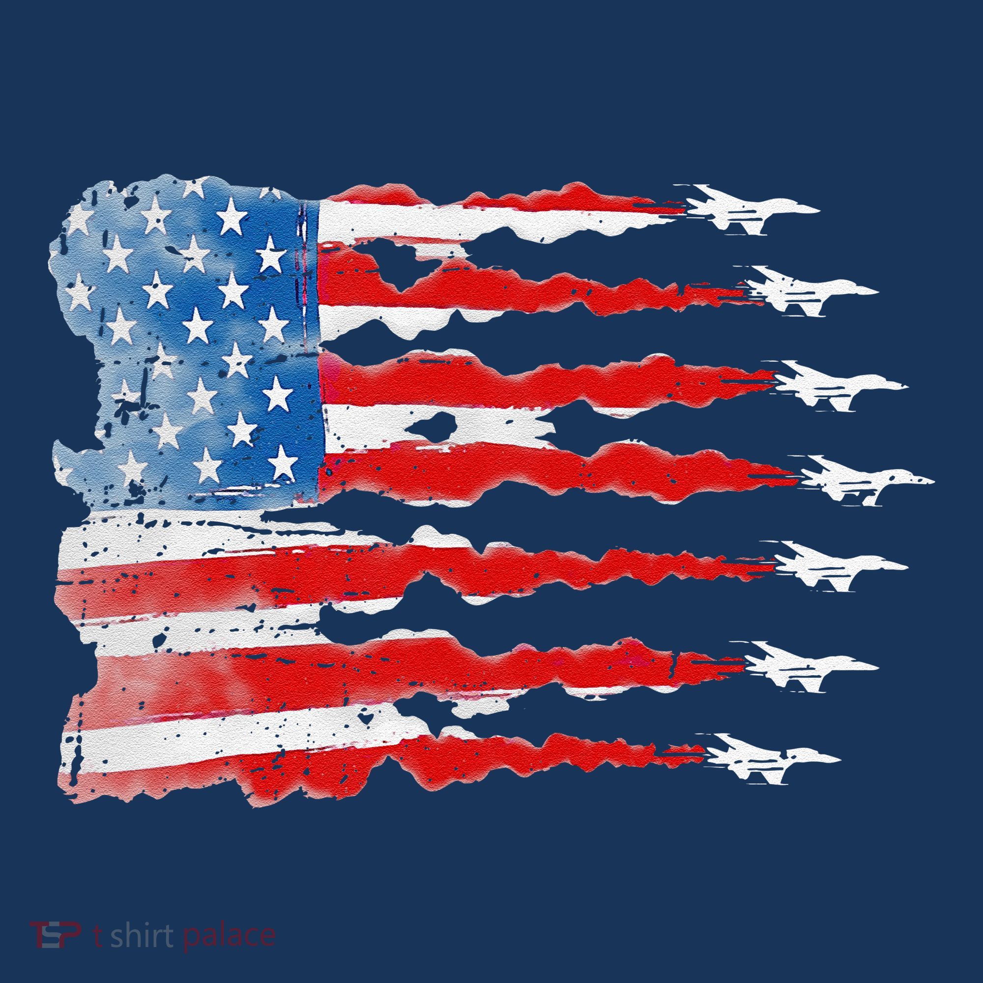 Patriotic Jet Red White Blue Usa Flag 4th Of July Long Sleeve Shirt