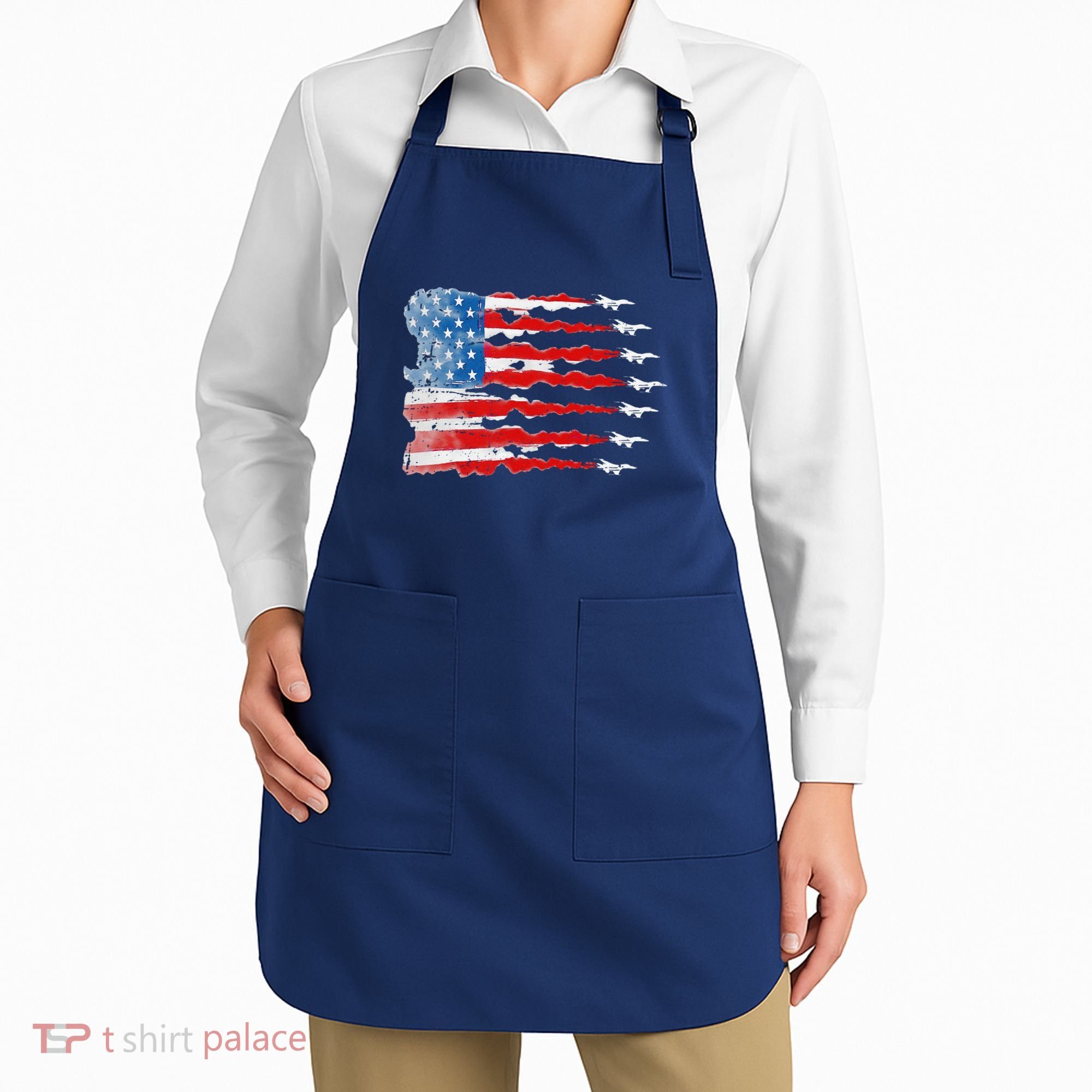 Patriotic Jet Red White Blue Usa Flag 4th Of July Apron