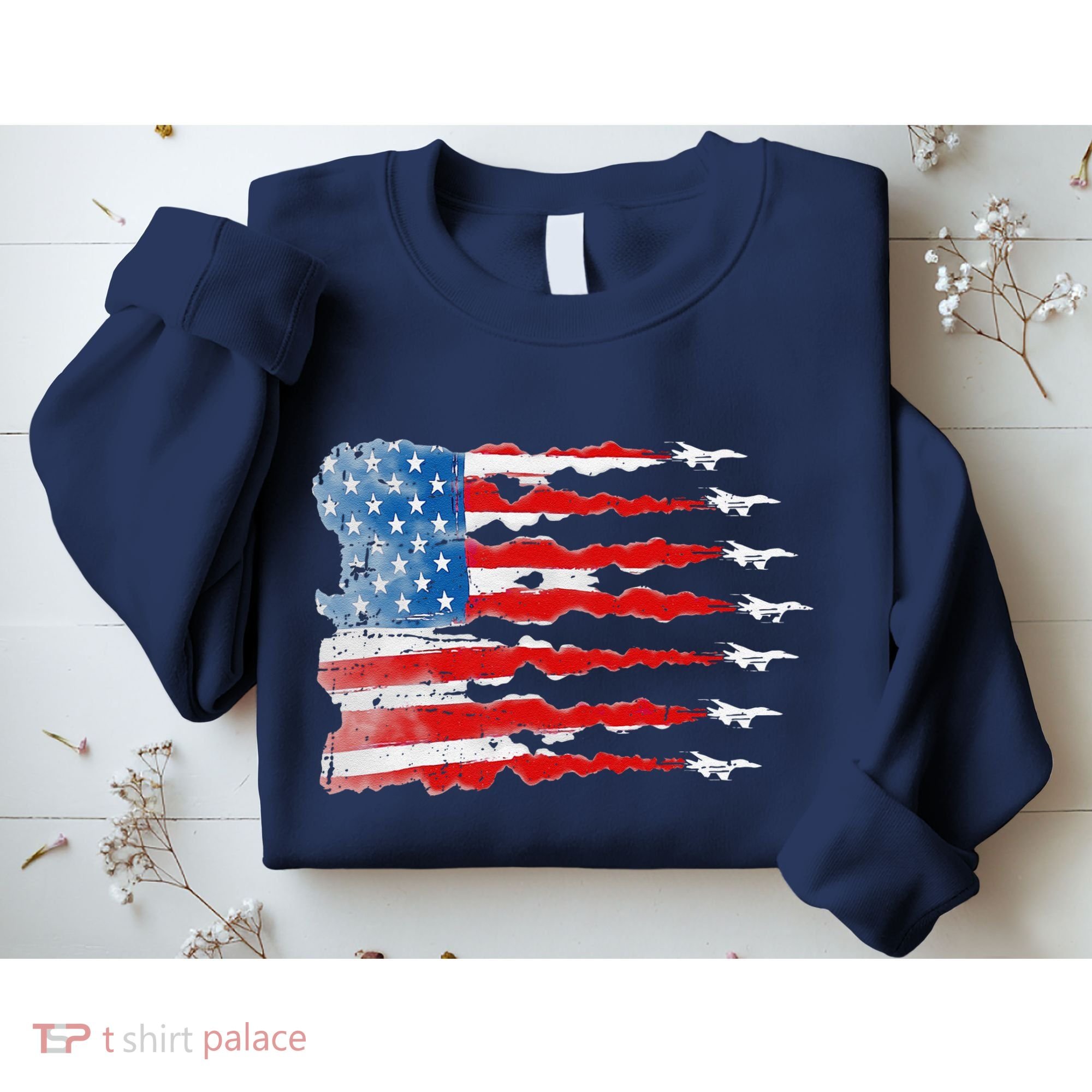 Patriotic Jet Red White Blue Usa Flag 4th Of July Sweatshirt