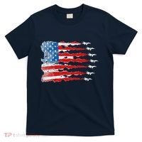Patriotic Jet Red White Blue Usa Flag 4th Of July T-Shirt thumb 0