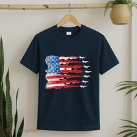 Patriotic Jet Red White Blue Usa Flag 4th Of July T-Shirt thumb 2
