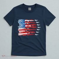 Patriotic Jet Red White Blue Usa Flag 4th Of July T-Shirt thumb 5