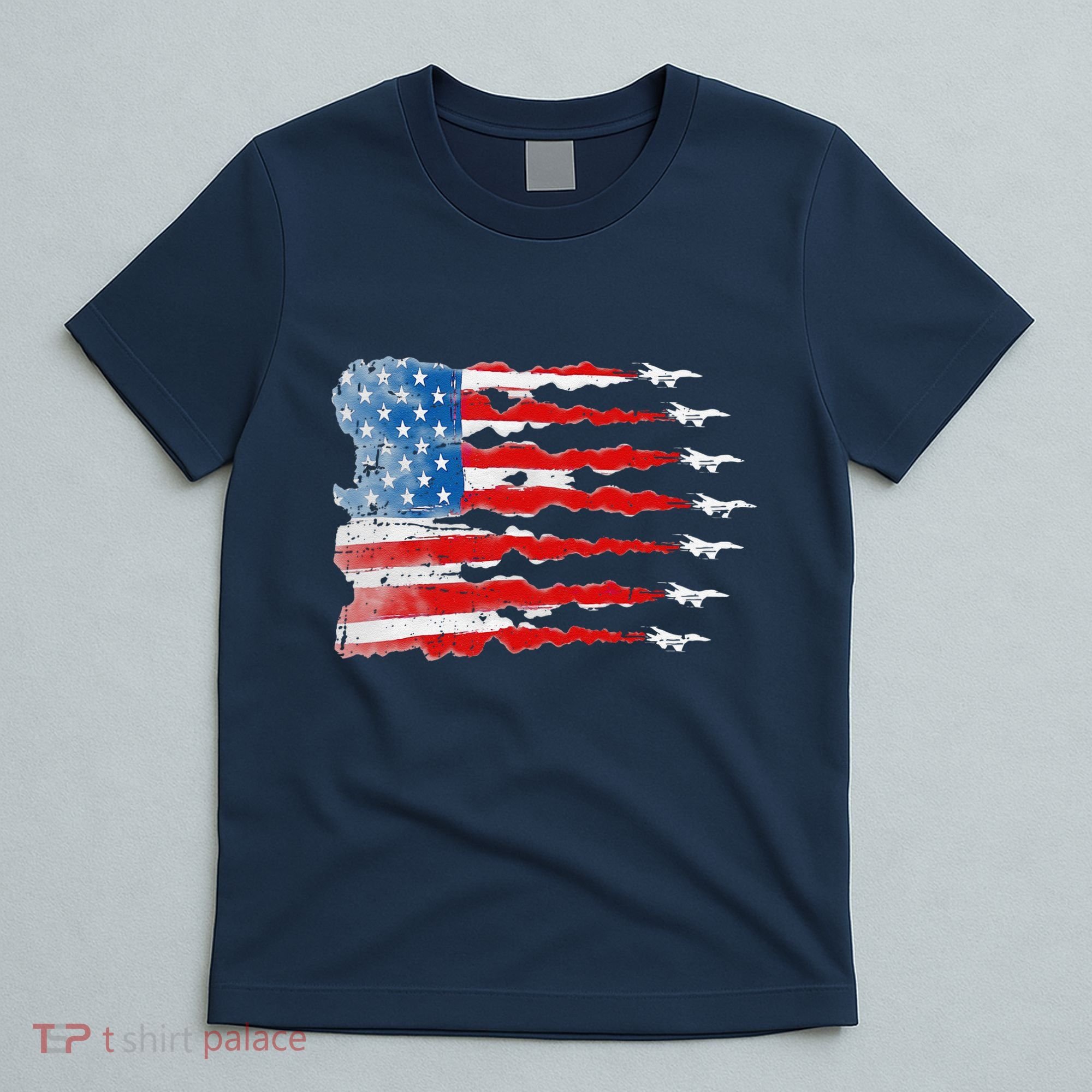 Patriotic Jet Red White Blue Usa Flag 4th Of July T-Shirt